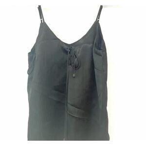 Heartloom Satiny Lace-Up V-Neck Spaghetti Strap Cami Sz Large in Black NWT